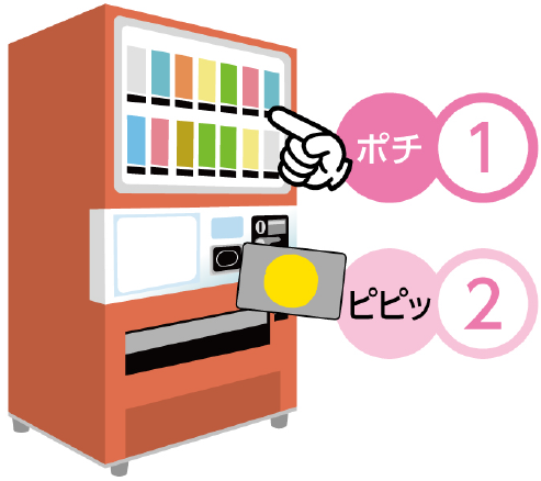 マナカを自動販売機にタッチする画像