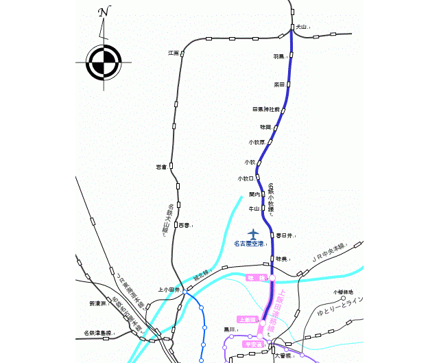 上飯田連絡線周辺の路線図
