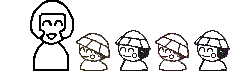 大人1人と幼児4人のイラスト