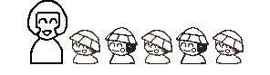 大人1人と幼児5人のイラスト