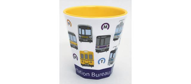 電車柄メラミンカップの外景画像です。